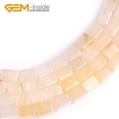 Natural Yellow Jade Black Agate Square Shape Loose Beads For Jewelry Making Bead DIY Neckalce Gift Strand 15" Wholesale