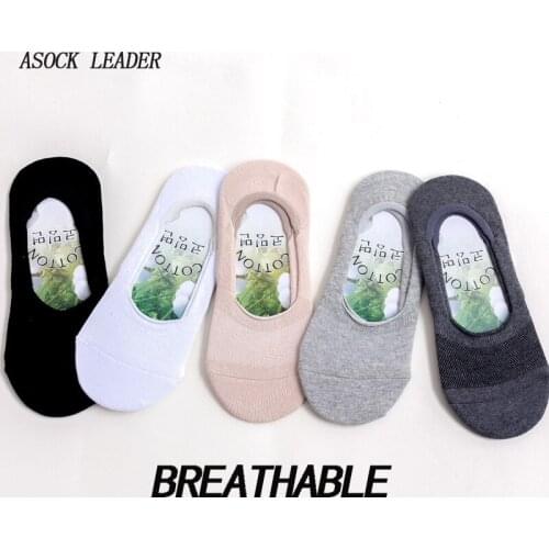 2018 Spring&Summer New Cotton Mens Invisible Socks Mesh Breathable Non-slip Comfortable Casual Solid Color Socks 5 Pairs/Lot