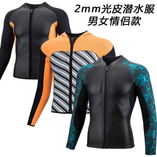 New couples glossy black long sleeve diving suit 2mm superelastic thermal protection sunscreen free diving wet clothes