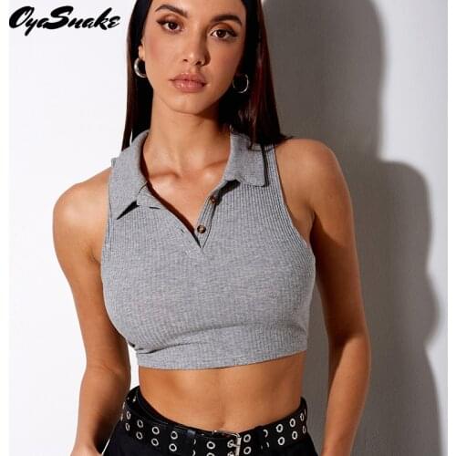 Oyasnake Womens Knitted Polo Collar Buttoon Pullover Tanks 2021 Fashion Summer Slim Casual Girls Solid Stretchy Short Tops