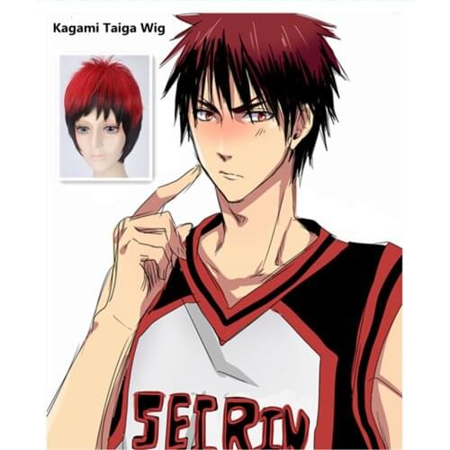 Anime Kuroko No Basuke Seirin Kagami Taiga Wig Red And Black Cosplay Costume Basketball Imported High Temperature Wig 35 Length