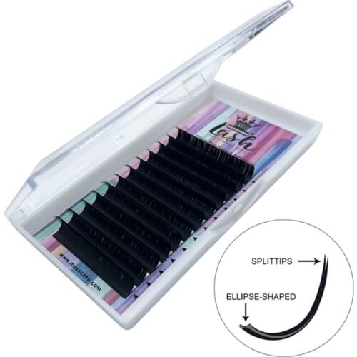 100 Trays Ellipse Flat Lash Eyelash Extension 0.15/0.2/0.25mm thickness C/D Curls Mixed Lengths Top Quality Silk Lash Materail