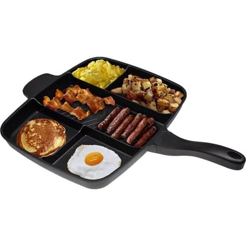 Five in one frying grill pan aluminum alloy flat bottomed breakfast eggs steak pot without oil smoke furnace gas general purpose