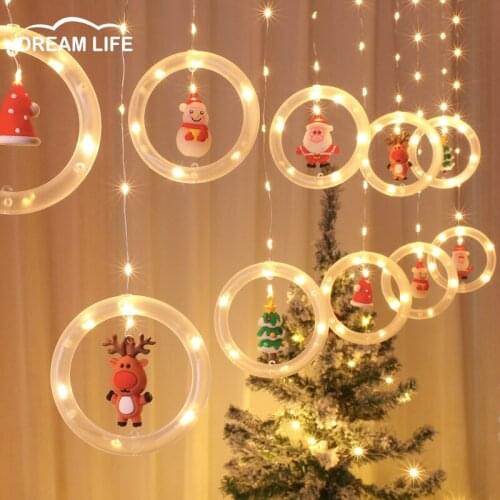 Christmas Decoration Room Decoration Windows LED Lights Wishing Ball Icicle Lights String Festival Home Decor Snowman Deer