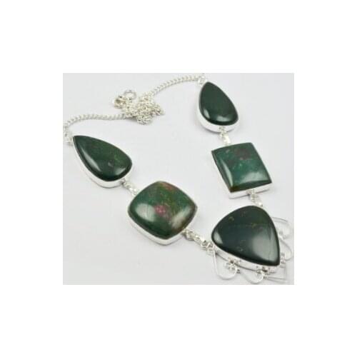 Blood Stone Necklace Silver Overlay over Copper , 50 cm, N2235