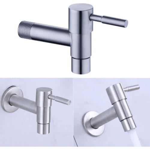 1PC Stainless Steel T-word Shaped Washing Machine Water Faucet Hot Modern Garden Fast Open Faucet/ Wall Mounted Taps Bibcock