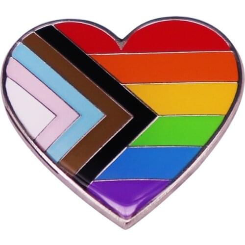 Transgender Flag Rainbow Heart-shaped Lesbian Bisexual Unity Equality Support Metal Enamel Lapel Clothes Coats Badge Brooch Pin
