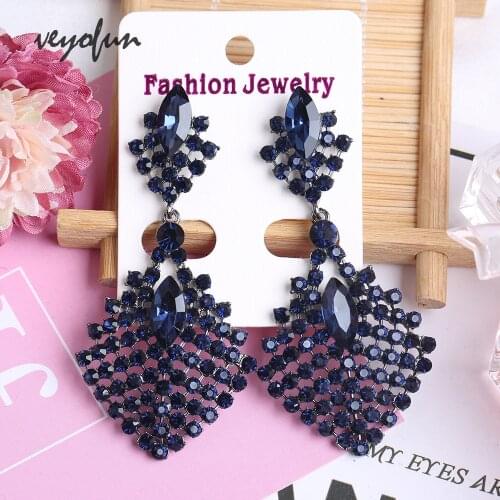 VEYOFUN Luxury Rhinestone Drop Earrings Geometry Dangle Earrings Fashion Jewelry for Women New Wholesale
