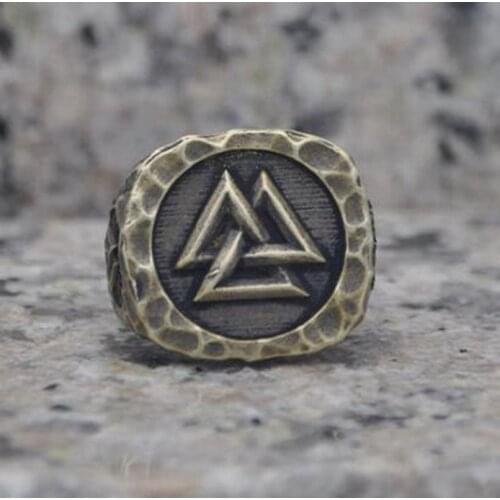 Vintage Nordic Style Viking Logo Amulet Ring High Quality Metal Mens Rock Biker Jewelry