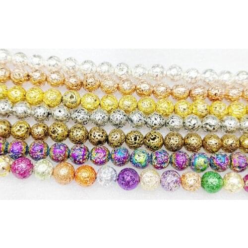 Lava Beads Loose Beads Plating silve,rose Gold Stone Volcanic Rock Natural 4 6 8 10 12mm for DIY ladies earring making