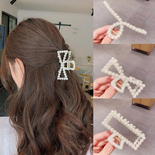 New Women Elegant Full Pearls Geometric Hair Claws Sweet Headband Vintage Hair Clips Hairpins Fahion Hair Accessories