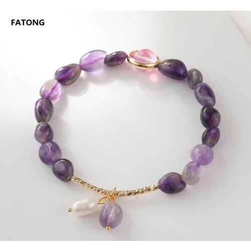 Natural Amethyst Bracelet Female Gemstone Bracelet Elastic Ladies Jewelry Does Not Fading