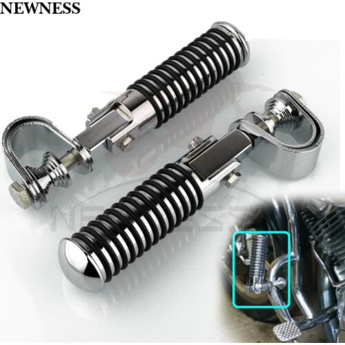 1" 25.4MM Motorcycle Highway Engine Crash Bar Guard Foot Pegs Clamp Footrest Mount Rest Rubber For Harley Chopper Bobber Custom