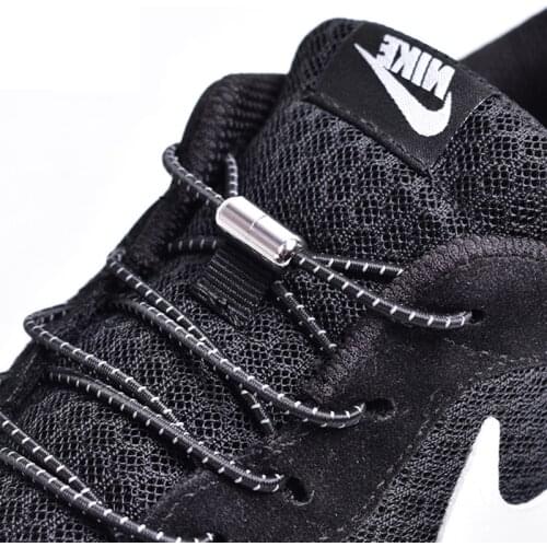 1Pair Elastic Locking Reflective Round Shoelaces Kids Adult Sneakers Quick Lazy Shoe Lace Shoestrings 21 colors