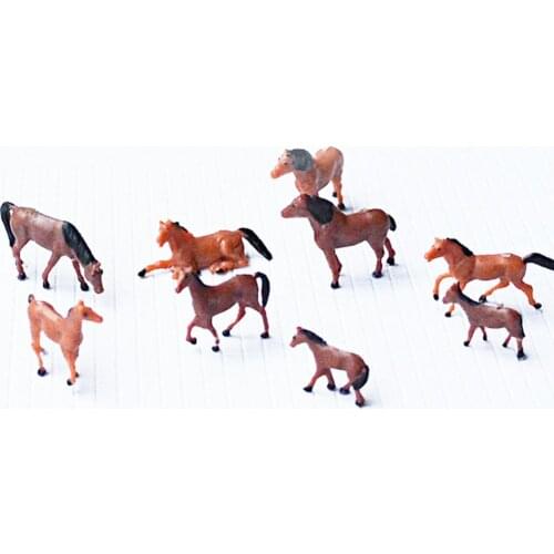 10Pcs 1/87 1/150 Horses Animal Model DIY Farm Zoo Parks Train Layout Accessory Intelligence Developmental Toys
