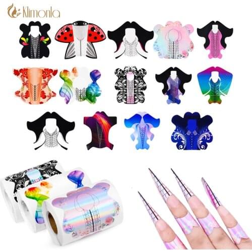 100pcs Nail Form Colorful Nail Art French Acrylic UV Gel Tips Extension Sticker Builder Form Guide Stencil Manicure Tools