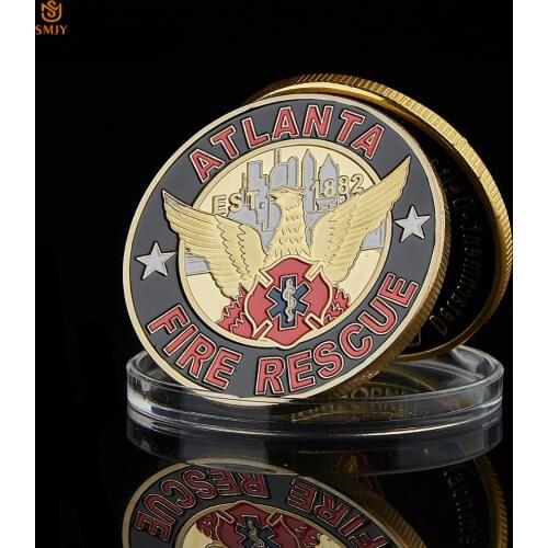1882 USA Est Atlanta Fire Rescue Saint Florian Patron Saint Honor Medal Token Souvenir Coin Decoration Gift