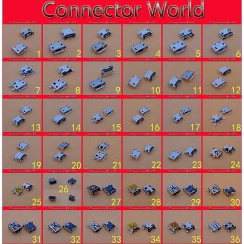 36Models 100% new Micro Mini USB connector B type 5 Pin 10pin 8PIN SMT/DIP USB socket female Jack 2.0 V3 PORT