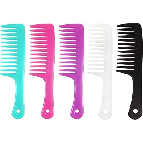 Anti-static Large Wide Tooth Comb Hairdressing Comb Women Hanging Hole Handle Grip Curly Hair Hairbrush Beauty Hair Combs