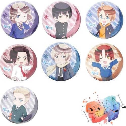 Axis Power HETALIA Anime badge The World Twinkle Italy France Russia USA Spain Badge Brooch Pins