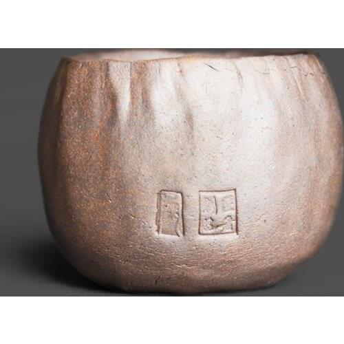 Rock mine pottery clay large Zen heart master teacup hand-kneaded texture unglazed wood-fired Kungfu tea cup