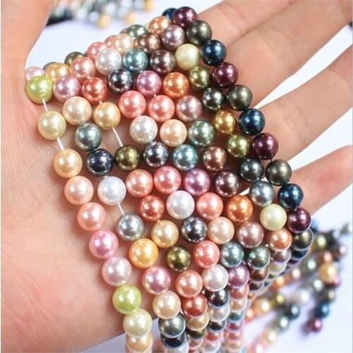 Factory Wholesale Natural Sea Water Shell Pearl Beads 12 Colors For Jewelry Making DIY Bracelet Necklace 6/8/10mm 15inch