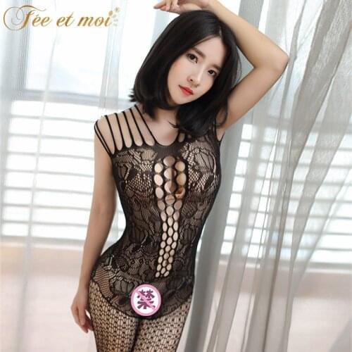 Porn Sexy Lingerie Hollow Black Stockings Open Crotch Temptation Female Transparent Thights Fishnet Sheer Pantyhose Bodystocking