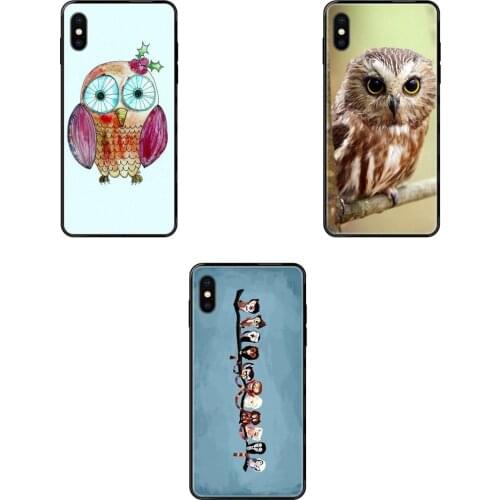 Black Soft TPU Art Online Cover Case Conveniency Retro Style Owl For Galaxy A5 A6 A7 A8 A10 A10S A20 A20S A20E A21S A30 A30S