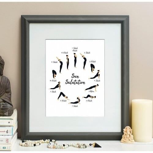Yoga Sun Salutation Posters and Prints Inhale Exhale Quote Wall art Decorative Picture Canvas Painting For Living Room Home Deco