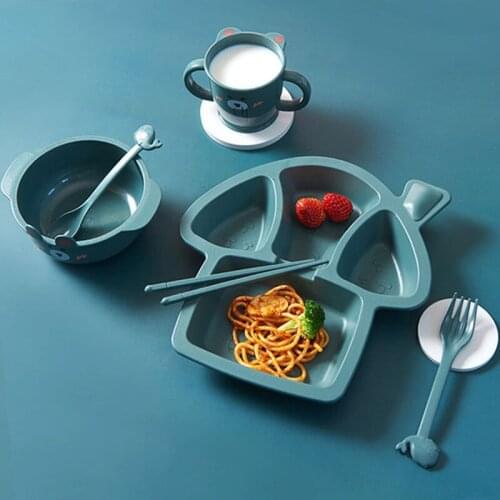 Unbreakable Baby Tableware Set Lightweight Wheat Straw Bowl For Children Microwave Safe Feeding Set Non Toxic Reusable Baby Bowl