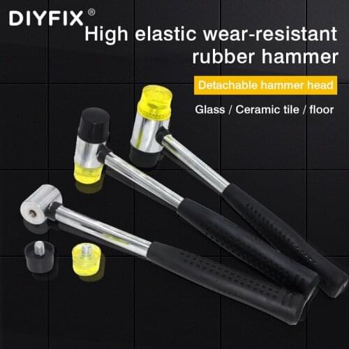 DIYFIX Double Face Tap Rubber Hammer With Steel Pipe Handle For Multifunctional Glaxing Window Beads Hammer Domestic Mini Hammer