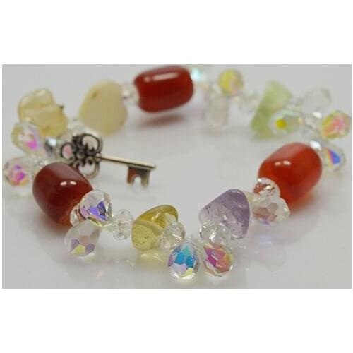 Perfect Gem-stone Elastic Bracelet Multicolor Crystal Agates Jasper Gem-stone Bracelet Handmade New Style Fine Jewelry For Women