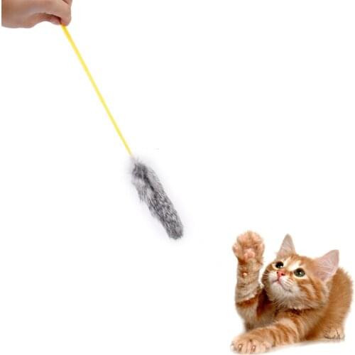 Hot Sale Durable 1pc Rabbit Hair Cat Toy Charmer Wand Pole Teaser Makes Cat Behavior Funny Home Family Pet Cat Supplies Gift