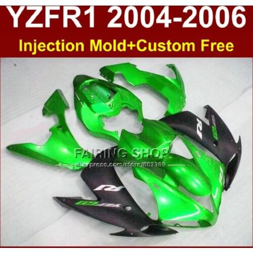 Custom paint motorcycle Injection mold ABS fairings for YAMAHA R1 2004 2005 2006 YZF R1 YZF1000 04 05 06 green black fairing kit
