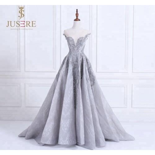 Jusere A-Line Formal Gowns Evening Dresses Gray dress A-line beaded Grey party dress