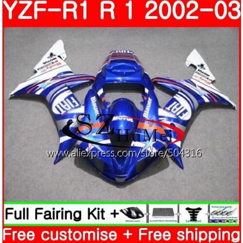 Body For YAMAHA YZF 1000 YZFR1 02 03 YZF-1000 Bodywork blue white 73SH12 YZF R 1 YZF R1 02 03 YZF1000 YZF-R1 2002 2003 Fairing