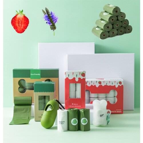 Pet Dog Fragrance Poop Bag Pet Degradation Disposable Garbage Bag with Bag Dispenser Dung Bags For Dog Pets Dogs Accessories