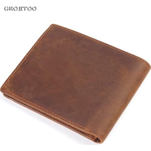 GROJITOO First layer cowhide mens wallet Vintage Purse Gift Wallet With Credit Card Holder Short Purse