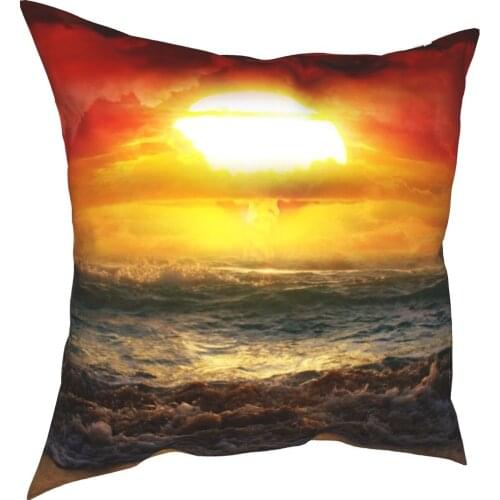 Sea setting sun sky wonder pillow cover fashion sofa bedroom color home decoration pillow white cloud sky pillow