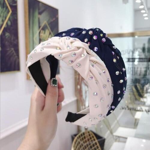 New Fashion Women Headband Shining Top Rhinestone Hairband Solid Spring Headwear Hair Hoop Girls Hair Accessories Wholesale
