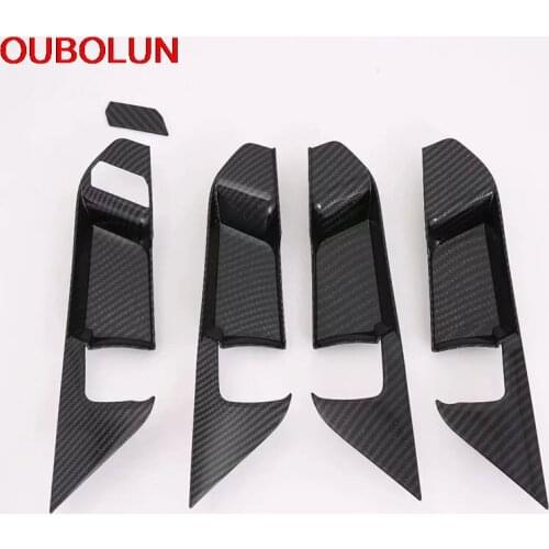 OUBOLUN For Toyota RAV4 RAV 4 LHD 2019 2020 Car Door Handle Bowl Protect Decoration Sticker Cover Trim Interior Accessories ABS