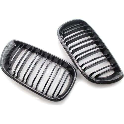 A Pair Carbon Fiber Front Kidney Grill Grills Double Slat for BMW 3 Series E46 4 Door 2002-2005 Racing Grills Car Styling