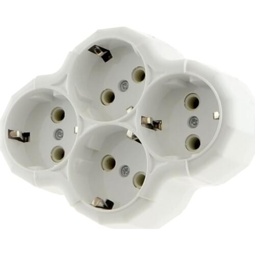 MiniTiger Four Socket European Type Conversion Plug 1 TO 4 Way EU Standard Power Adapter Socket 16A Travel Plugs AC 110~250V