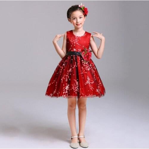 Baby Toddler Girls Clothes Flower Girl Dress for Party and Wedding Pageant Formal Burgundy Summer Bridesmaid Dresses for Kids
