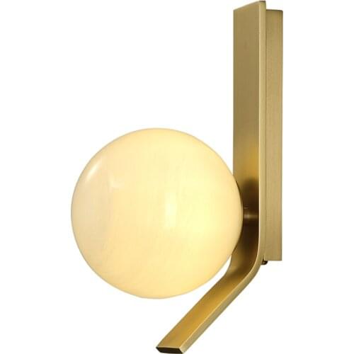 Luxury copper glass ball wall lamps modern light bedroom bedside living room bathroom mirror headlights decorated sconces lights
