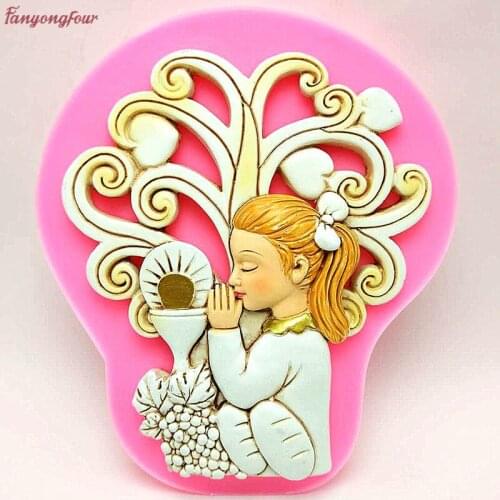 Prayer Girl Jellybean DIY Chocolate Cake Decorating Tools Silicone Mold Cookware Cooking