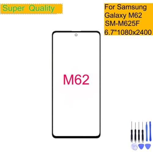 Replacement For Samsung Galaxy M62 M625 Touch Screen Front Glass Panel LCD Outer Display Lens SM-M625F SM-M625F/DS Front Glass