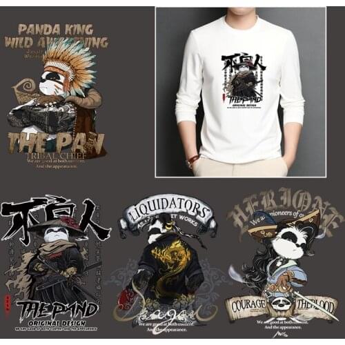 Popular Anime Panda Heat Transfer Set Iron on Transfer Patch for T-shirts Boy Kids Clothing DIY Thermo Stickers on Clothes