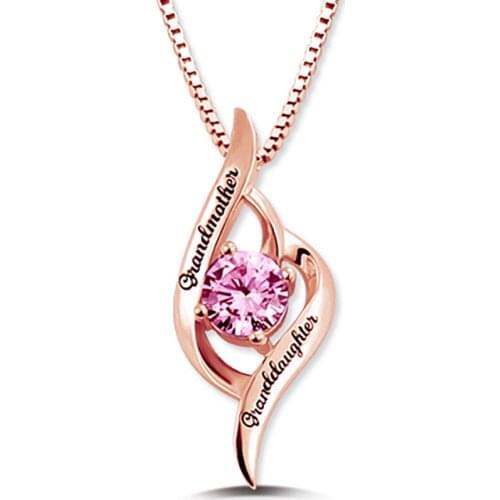 Uonney Dropshipping Personalized Love Necklace Birthstones Grandmother Granddaughter Pendant Necklaces Birthday Gift Jewelry