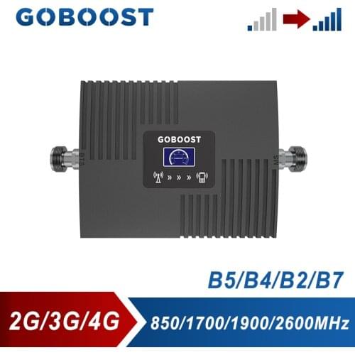 GOBOOST Signal Booster 2G 3G 4G Cellular Amplifier 850 LTE 1700 1900 2600 MHz Mobile Phone Network Repeater